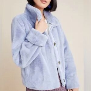 NWOT Philosophy Faux Fur Cropped Jacket, Periwinkle, Size XSmall!